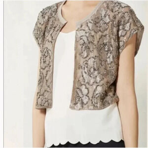 NWT Anthropologie Dolan Varese Floral Beaded Bolero